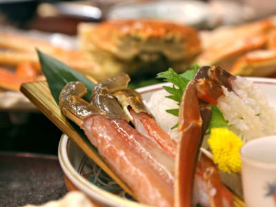 活松葉ガニの刺身の拡大画像